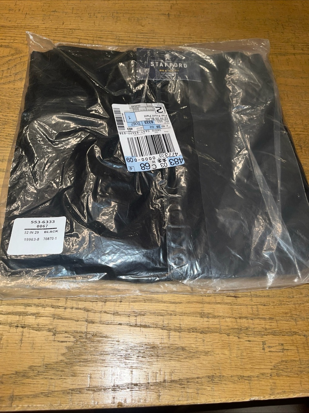 NEW Stafford 52 x 29 Black  Pleated Front Men’s Dress Pants Suit Separate